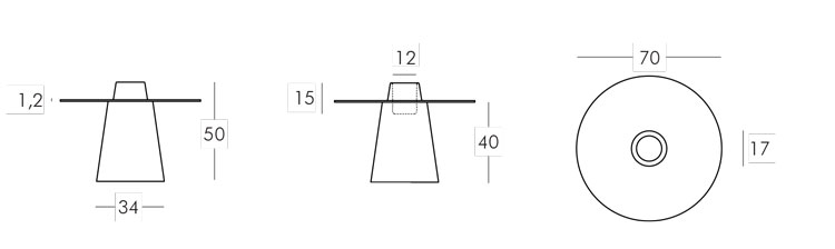 Peak Round table Slide 50x70 frame and dimensions