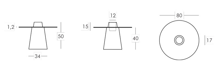 Peak Round table Slide 50x80 frame and dimensions