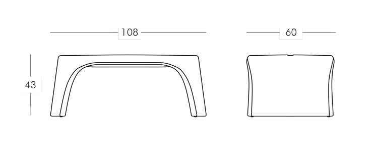 Amélie Bench Slide frame and dimensions