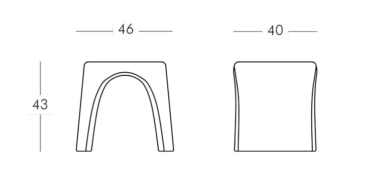 Amélie Stool Slide frame and dimensions