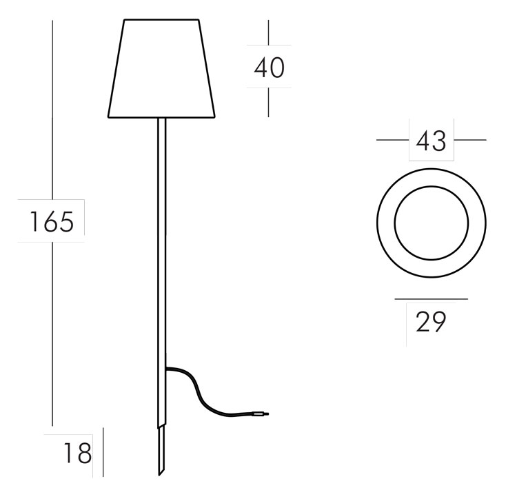 Ali Babà Torch Slide h165 dimensions
