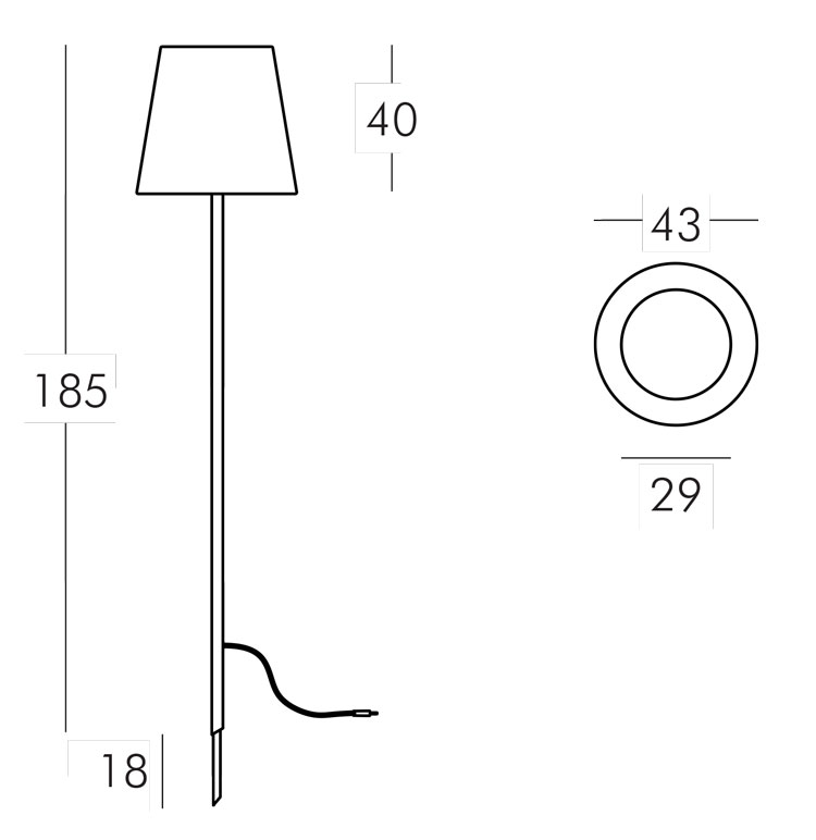 Ali Babà Torch Slide h185 dimensions