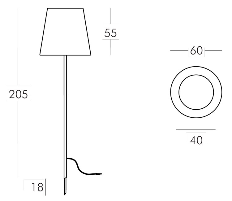 Ali Babà Torch Slide h205 dimensions