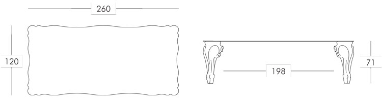 Sir of Love table Slide 260 dimensions