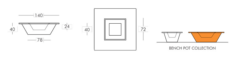 Bench Pot Vase Slide version 140 frame and dimensions