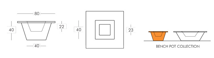 Bench Pot Vase Slide version 80 frame and dimensions