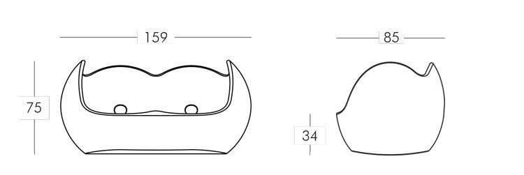Blossy Sofa Slide frame and dimensions