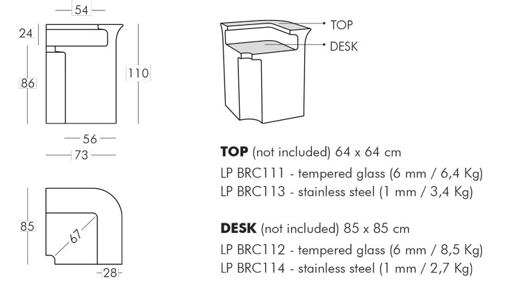 Break Corner Counter Slide frame and dimensions