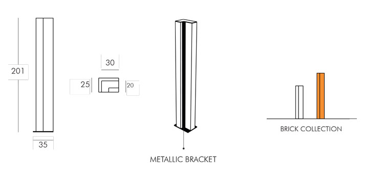 Brick Light column Slide version 200 frame and dimensions