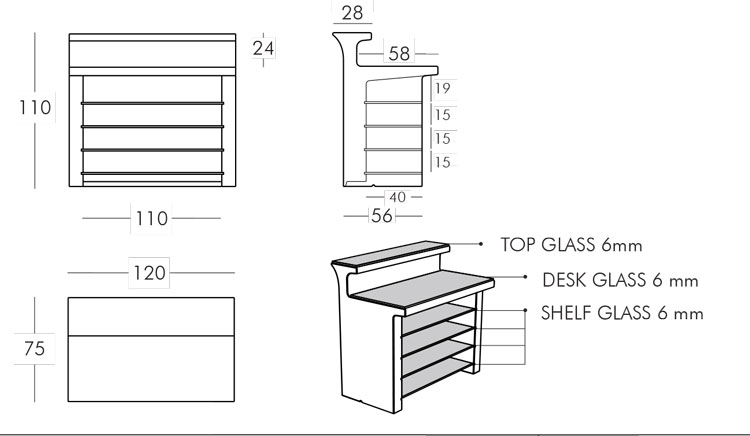 Break Line Counter Slide frame and dimensions