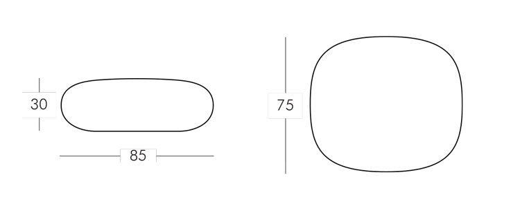 Chubby Low Pouf Slide frame and dimensions