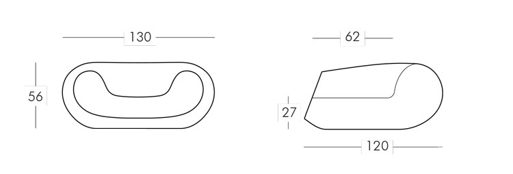 Chubby Armachair Slide frame and dimensions