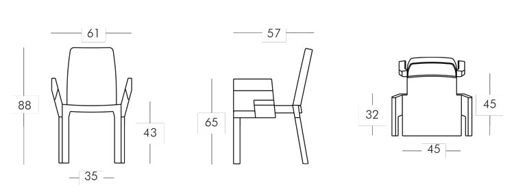 Sedia Doublix Slide misure e dimensioni