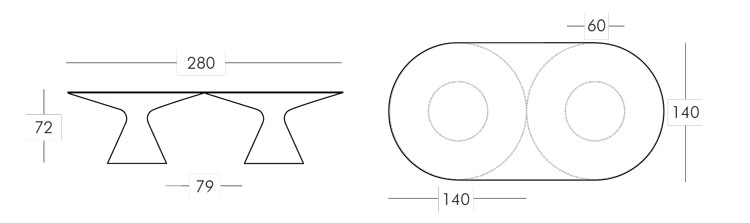 Ed II Table Slide frame and dimensions