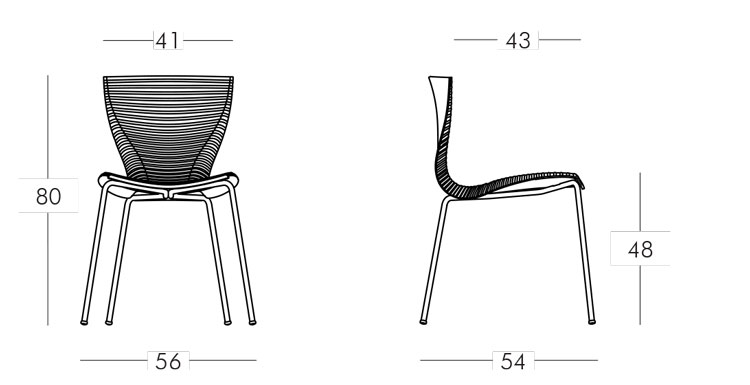 Gloria chair Slide frame and dimensions