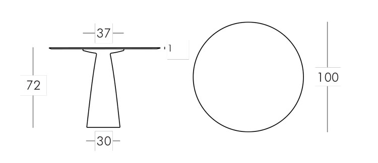 Hoplà Round table Slide 72x100 frame and dimensions