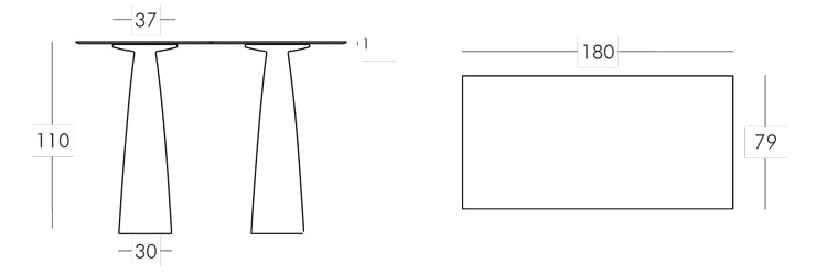 Hoplà Square table Slide 110x79 frame and dimensions