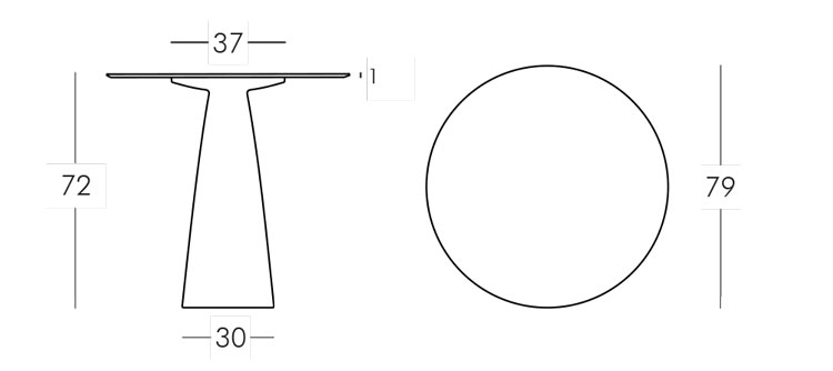 Hoplà Round table Slide 72x79 frame and dimensions