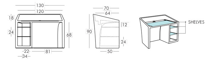 Kanal Desk Slide frame and dimensions