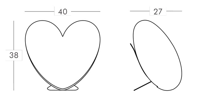 Love Lamp Slide table version frame and dimensions