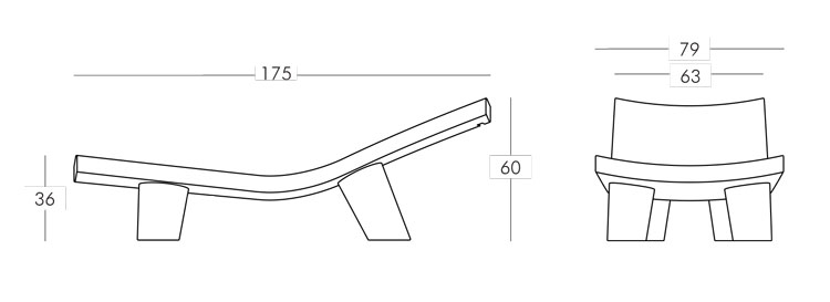 Low Lita Lounge Sun Lounger Slide frame and dimensions