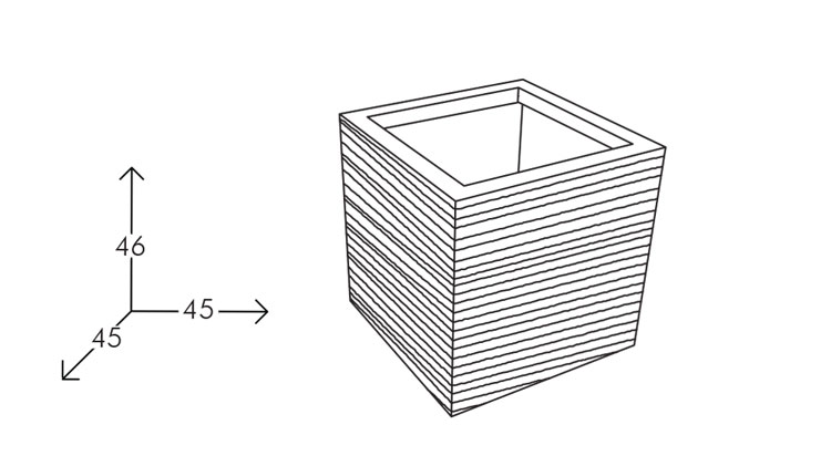 Quadra Vase Slide version 46 frame and dimensions