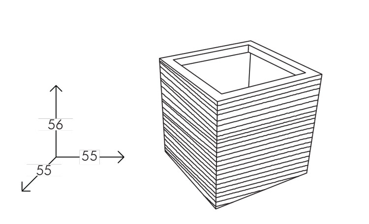Quadra Vase Slide version 56 frame and dimensions