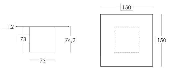 Square Table Slide frame and dimensions