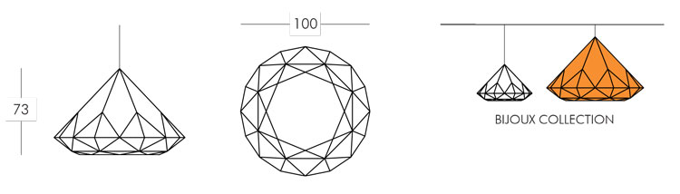 Bijoux Hanging Lamp Slide version 73 frame and dimensions