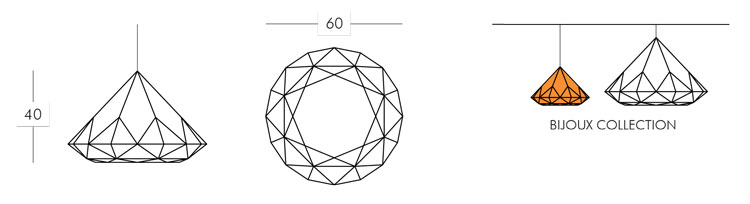 Bijoux Hanging Lamp Slide version 40 frame and dimensions