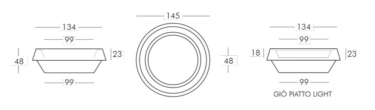 Giò Piatto Vase Slide version 145 frame and dimensions