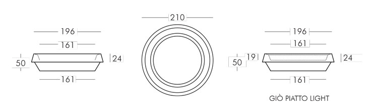 Giò Piatto Vase Slide version 210 frame and dimensions