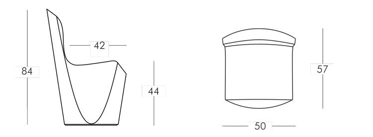 Zoe chair Slide frame and dimensions