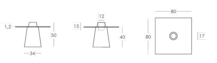 Peak Square table Slide 50x80 frame and dimensions