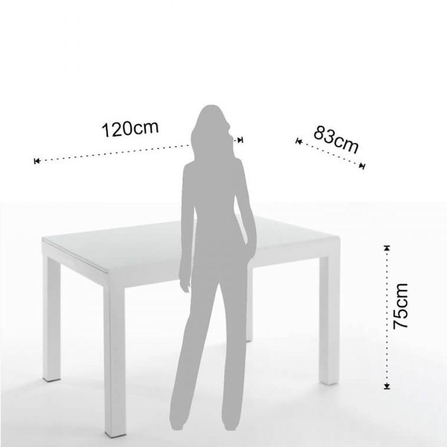 Long White Extendable Table Tomasucci frame and dimensions