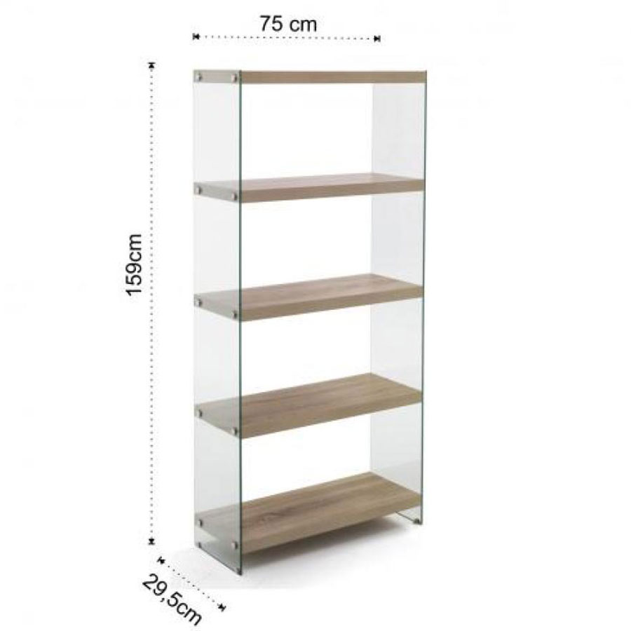 Nancy 75 Bookshelf, 5 shelfs Tomasucci frame and dimensions