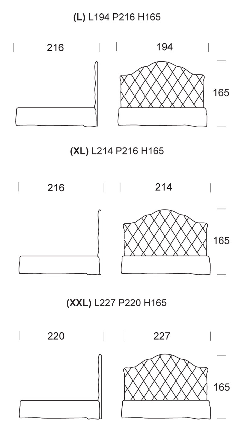 Veneziano double bed Tonin Casa dimensions