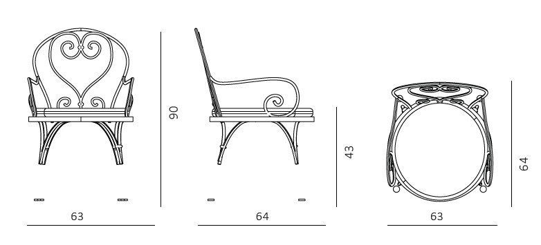 Dimensions Aurora Unopiù armchair
