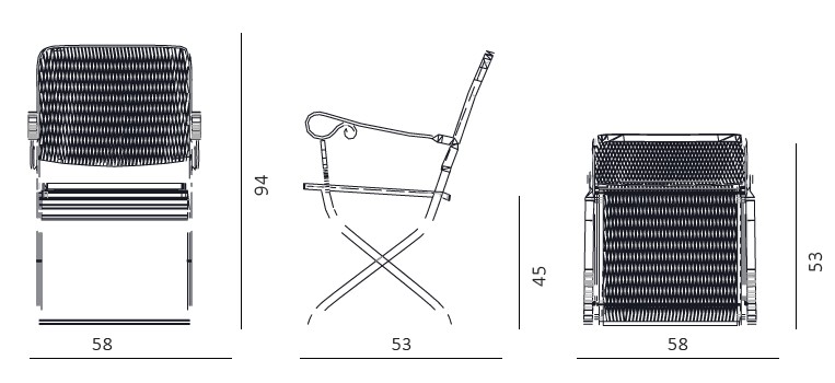 Dimensions Aurora Unopiù Folding Armchair