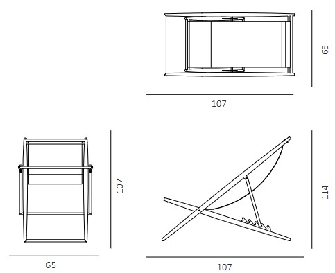 Luce Unopiù Deck Chair Dimensions