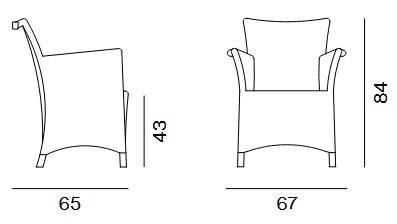 Capri Unopiù chair with armrests dimensions