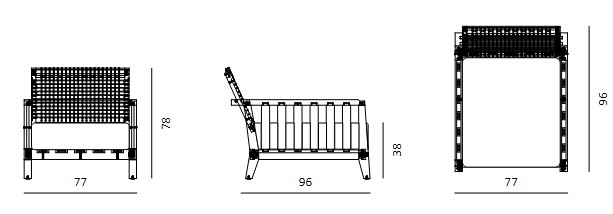 Synthesis Unopiù armchair dimensions with armrests