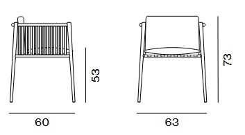 Luce Unopiù Armchair dimensions
