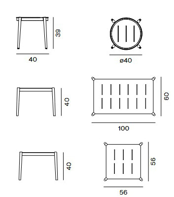 Luce Unopiù table dimensions