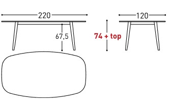 Tavolo Ellisse Varaschin dimensioni