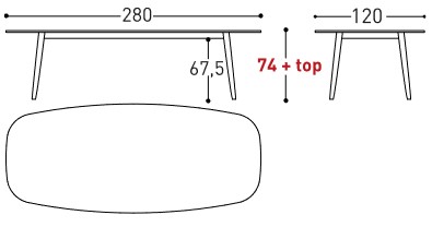 Tavolo Ellisse Varaschin dimensioni