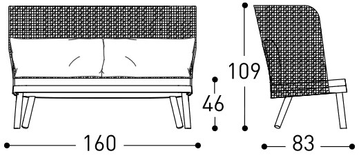Divano da giardino Emma Varaschin dimensioni
