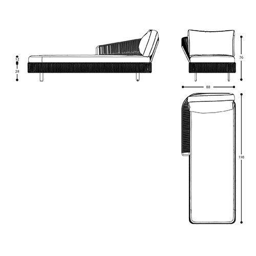 Tibidabo Dormeuse Varaschin Sunbed sizes