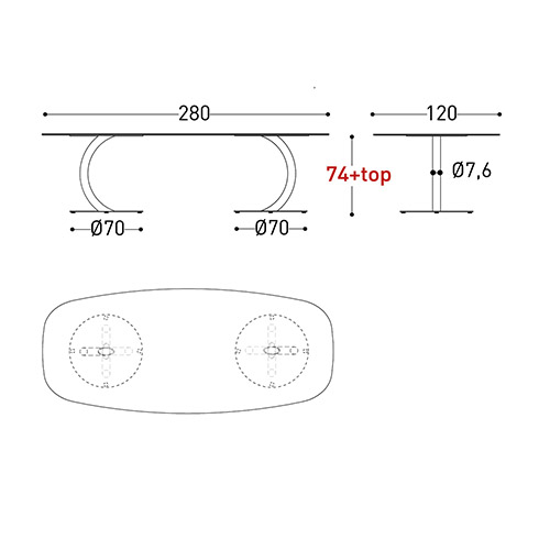 Flexion Varaschin Double Base table sizes