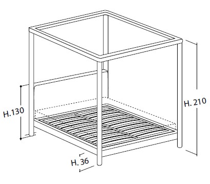 sagomato h. 20 - h. 29 c/box easy up (comprensivo di rete a doghe di legno ortopedica; testiera h. 122 - h. 129 cm; specificare l'altezza del basamento nella personalizzazione del prodotto)